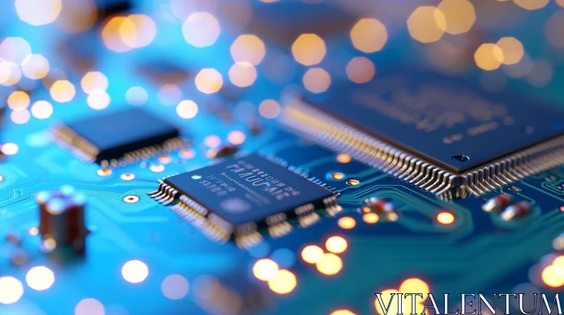 Electronic Circuit Board Close-Up | Microprocessor and Components AI Image