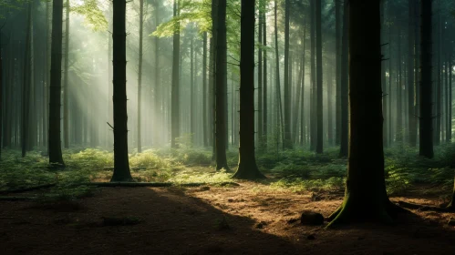 Enchanting Misty Forest: Sunlight & Nature