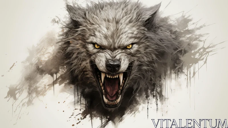 AI ART Fierce Wolf Digital Painting - Intense Wildlife Artwork
