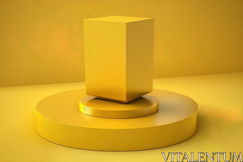 Golden Box on Yellow Background - 3D Rendering | Futurism Influence AI Image