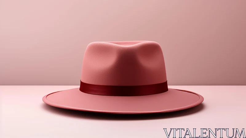 Pink Hat 3D Rendering on Pink Background AI Image