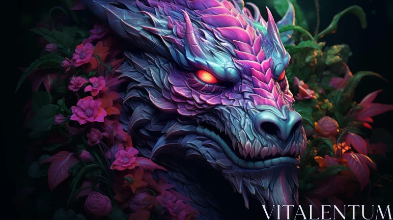 Purple Dragon Digital Painting - Fantasy Artwork AI Image