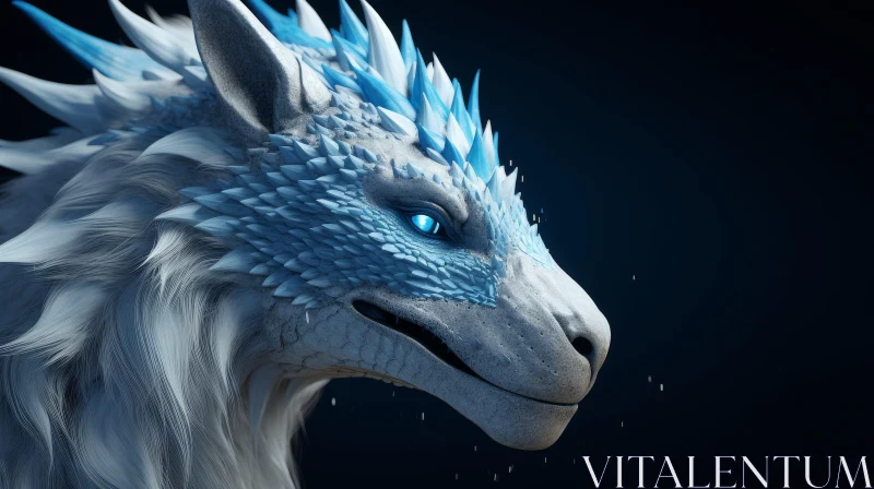 White and Blue Dragon - 3D Fantasy Artwork AI Image