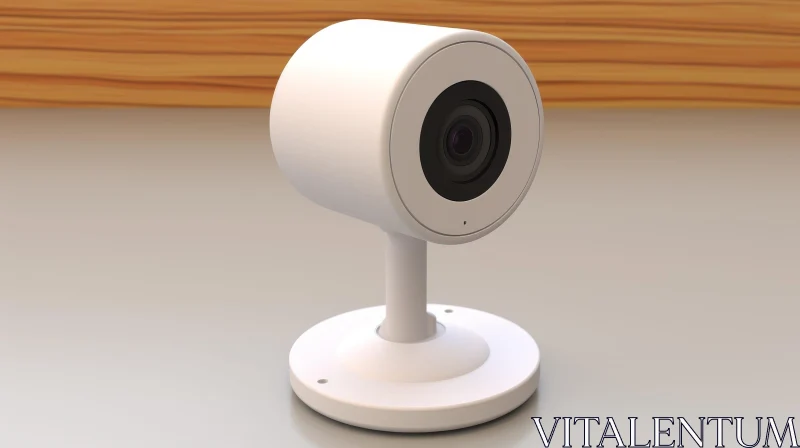 White Security Camera 3D Rendering on Table AI Image