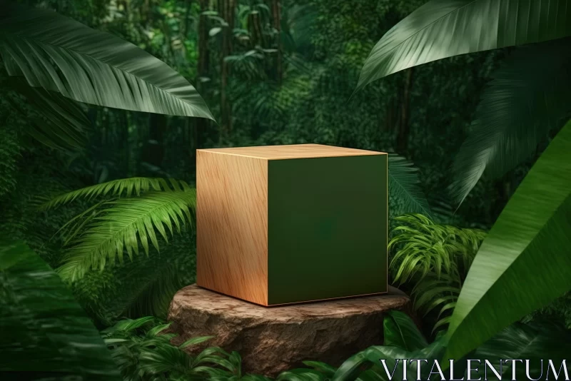 Captivating Wooden Box in Jungle - Realistic Artwork AI Image