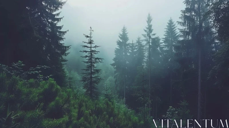 Enigmatic Misty Forest Photography AI Image