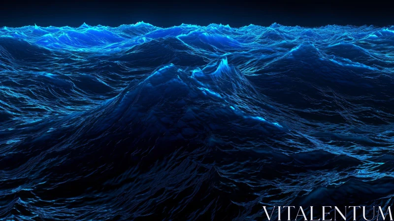 Enigmatic Night Ocean with Choppy Waves AI Image