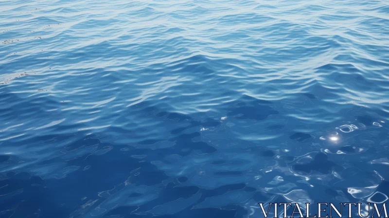 Ocean Surface in Deep Blue - Sun Reflections and Ripples AI Image