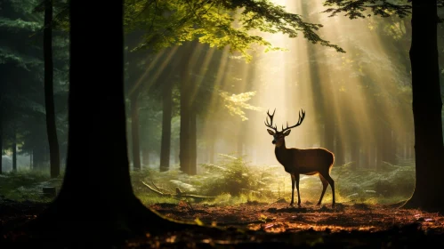 Serene Forest Landscape with Deer | Nature Beauty