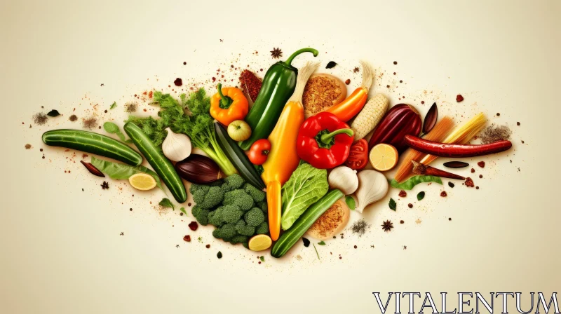 Colorful Vegetables and Spices Arrangement AI Image