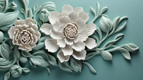 Elegant 3D Floral Arrangement with Peonies in Full Bloom