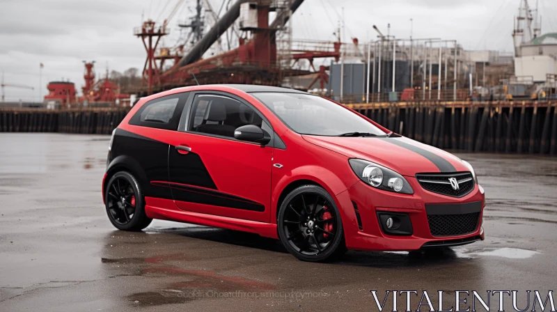 Opel Corsa ZP7: A Captivating Red and Apricot Hatchback on Black Wheels AI Image