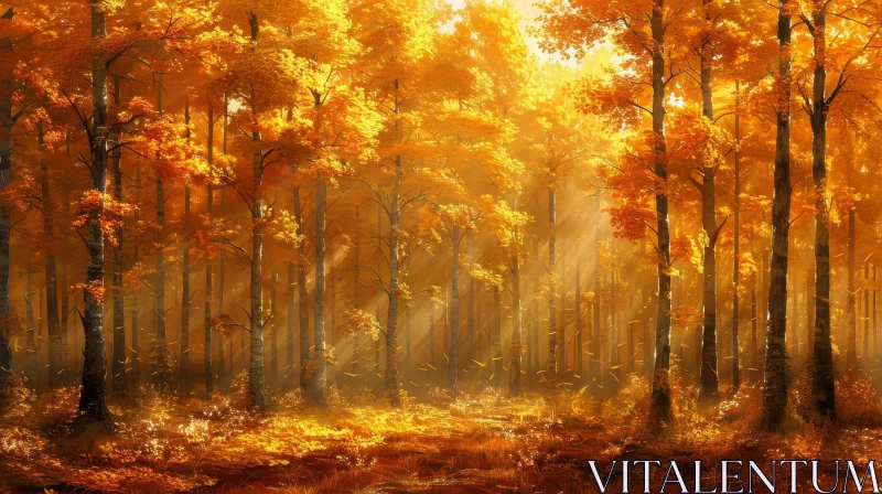 Tranquil Forest Landscape in Autumn AI Image