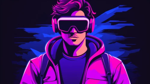 Virtual Reality Portrait: Young Man in Purple Jacket