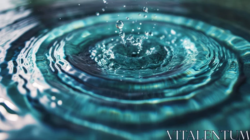 Blue Water Drop Close-up AI Image