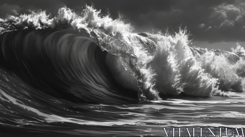 Forceful Wave Crashing on Shore AI Image