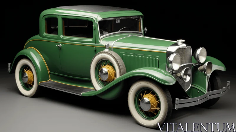 Green Car in Harlem Renaissance Style | 3D Rendering AI Image