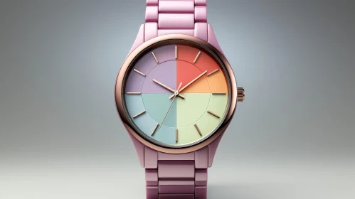 Stylish Multicolored Wristwatch on Gray Background