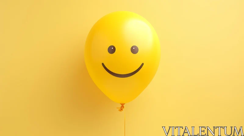 Yellow Balloon 3D Rendering | Minimalist Style AI Image