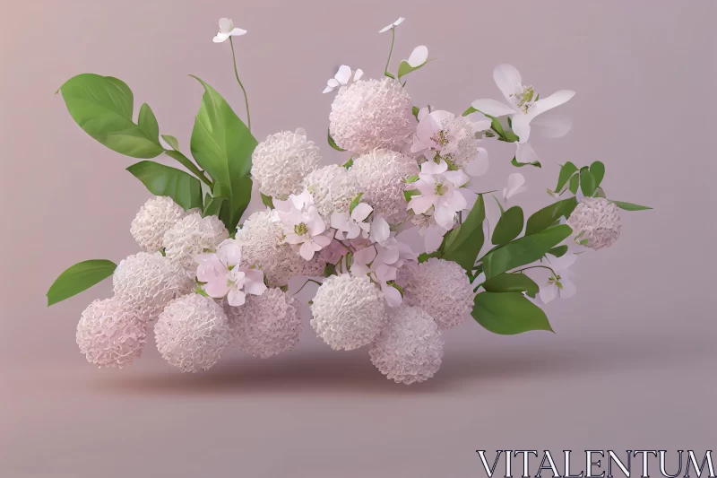 Captivating 3D Rendering of Pink Flowers | Delicate Compositions AI Image