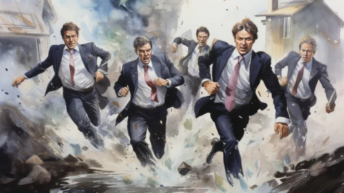 Men Running from Explosion - Action Scene