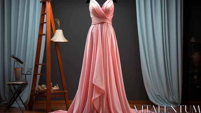 Pink Chiffon Evening Dress - Special Occasion Attire AI Image