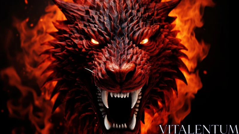Red Dragon Digital Painting - Fantasy Artwork AI Image