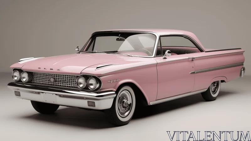 Vintage Pink Model Car on Gray Background | Realistic Renderings AI Image