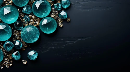 Blue Gemstones on Dark Blue Background