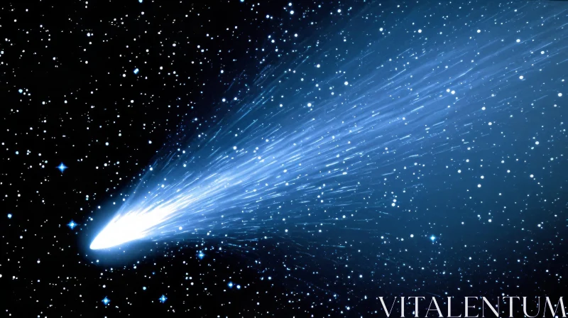 Celestial Beauty: Glowing Comet in Starry Sky AI Image