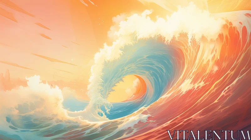Powerful Wave Painting AI Image