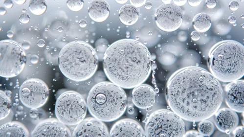 Serene Water Bubbles Cluster on Gray Background