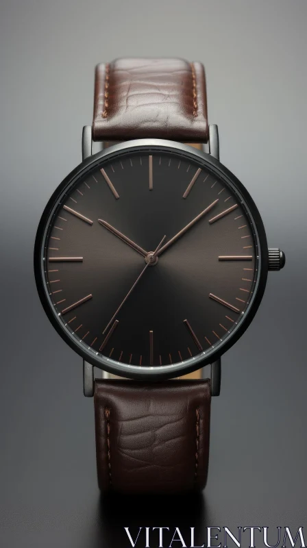 Stylish Wristwatch with Brown Leather Strap AI Image