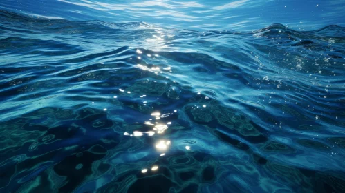 Tranquil Blue Ocean Surface - Sunlit Serenity
