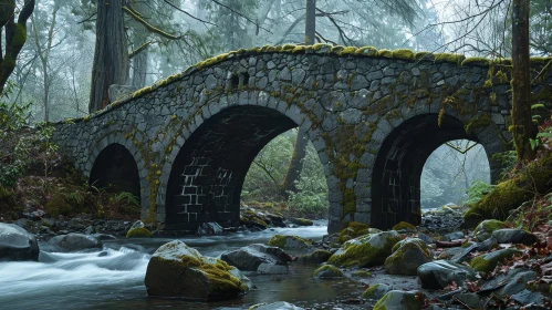 Tranquil Forest Stone Bridge Scene