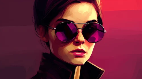 Young Woman Portrait in Purple Sunglasses