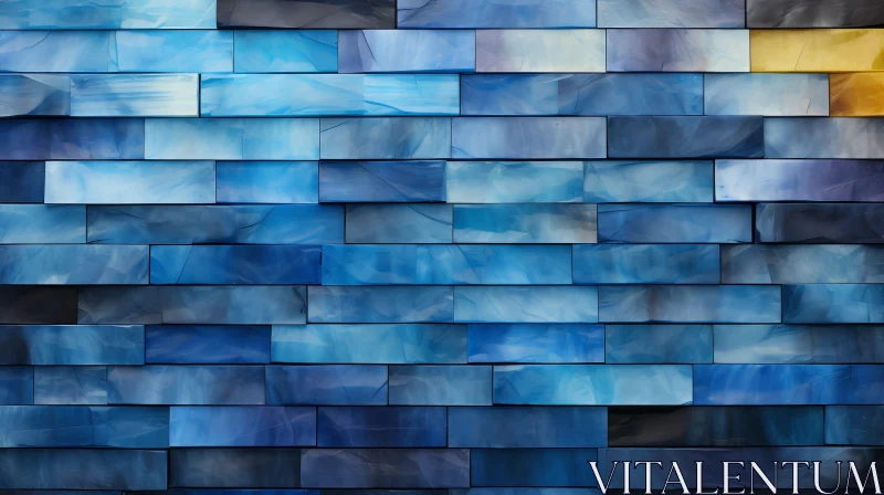 AI ART Blue Brick Wall with Grunge Texture