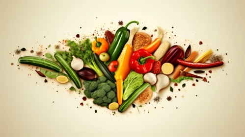 Colorful Vegetables and Spices Arrangement