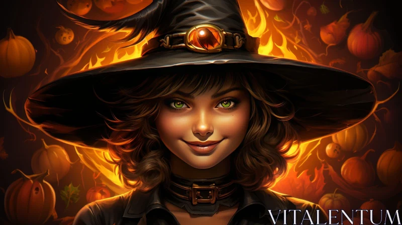 Enchanting Witch Portrait for Halloween Projects AI Image