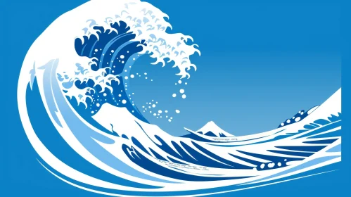 Japanese Style Tsunami Wave Illustration