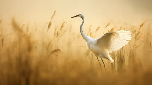 Majestic White Bird in Field