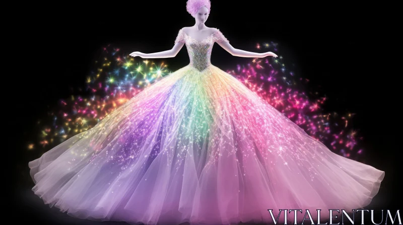 Rainbow Dress Fashion Model Photo AI Image