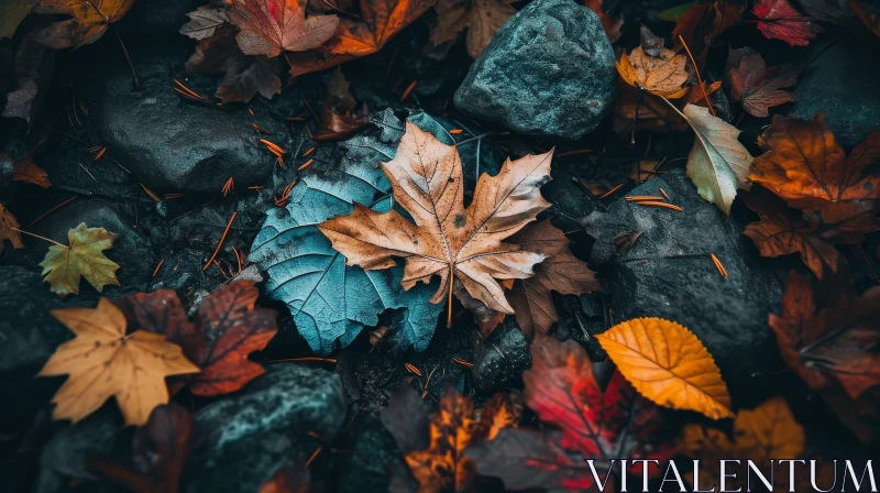 Autumn Leaves Close-Up Photography AI Image