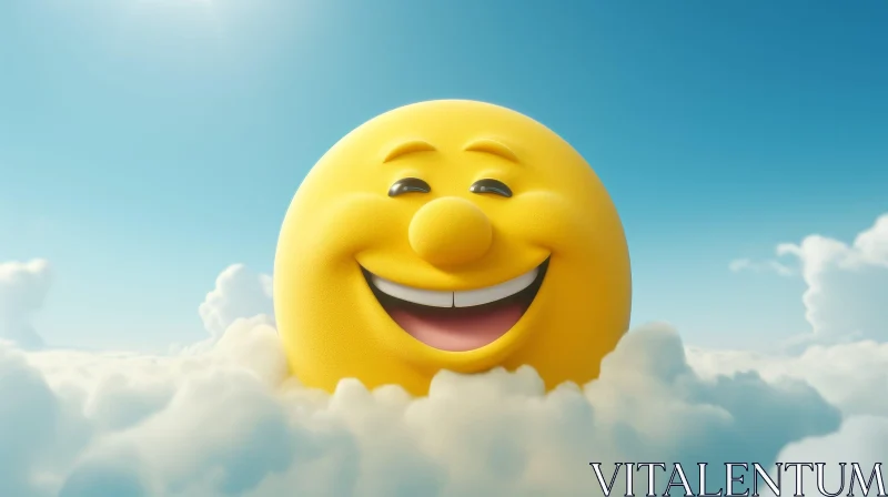 Cheerful 3D Cartoon Character in Sky AI Image