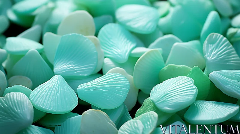 Shiny Blue-Green Seashell Textured Objects Close-Up AI Image