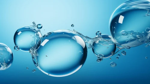 Blue Water Droplets in Motion - 3D Rendering