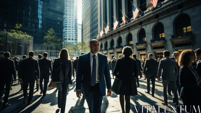 Confident Businessman Walking in Financial District AI Image