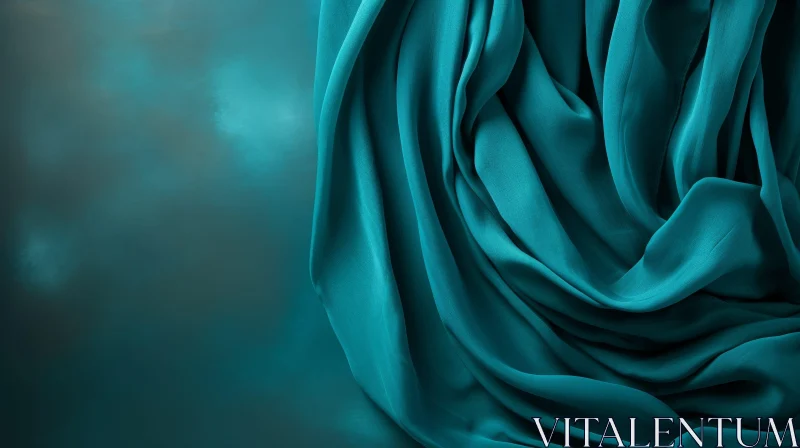 Teal Blue Silk Fabric Texture Close-Up AI Image