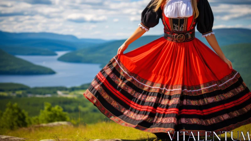 Traditional Norwegian Woman in Folk Costume AI Image