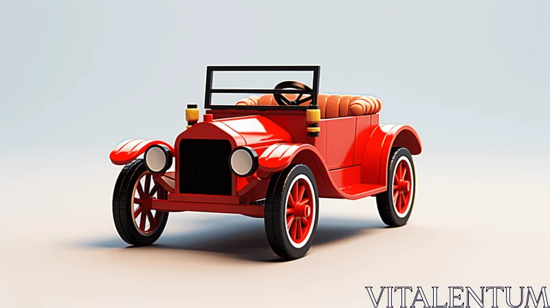 Vintage Red Car - Playful Historical Animation AI Image
